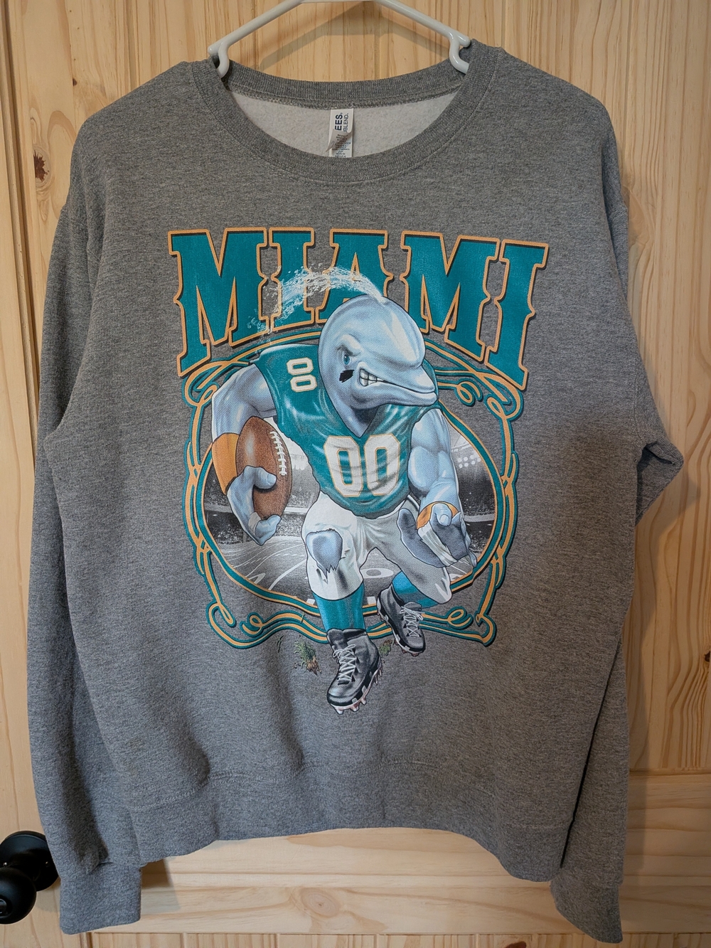 Vintage Print NFL Miami Graphic Heather Gray Men's Sweatshirt